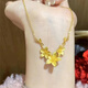 MHFDO Sanshenghua Necklace Temperament Gold-plated Three-dimensional Flower Pendant Women's Clavicle Gardenia Necklace