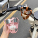 GUBPMTSHIM electric vehicle water cup holder, universal bicycle water bottle holder, front object artifact, motorcycle coffee holder, decorative gadget, cute pink mesh holder water cup holder *adjustable length