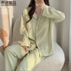 Qiao mingxin pin qiao mingxin pin schwarzer pyjamas für Frauen im Frühjahr und Herbst, High-End und einfache Brustpolster Langarm Set dünne Heimkleidung DWX-9923# Black M