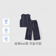 JELLYBABY antibacterial and anti-fading girls' vest set for children, spring and summer French clothes, children's fashionable baby two-piece set, denim blue 140 CM
