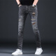 
Ke Jiehao embroidered jeans 2024 spring and autumn new small foot slim casual pants Hong Kong high-end stretch gray trendy brand men's pants OD-A675 regular 32 [2 feet 5]140-149Jin [Jin equals 0.5 kg]