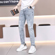 Gozan Jeans Jeans Hot Diamond Print 2025 Summer Fiting Fits Feet Pants Style Coreano Corea Cortaal Elástica Luz azul Luz 9885 28 (2 pies 1)
