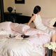 Mercury series light luxury French cotton four-season new 200-count cotton bed four-piece set princess style embroidered flower bedding quilt cover Miu-cotton-romanticism-pink Category A maternal and infant grade bed sheet 1.8 meters suitable for quilt core 200*230