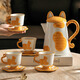 Dining General Ceramic Water Set Gift Box Living Room Flower Teapot Mug Coffee Cup Saucer Water Cup Housewarming New Wedding Souvenir Creative Cat Water Set One Pot Four Cups and Saucers