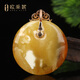OUCERNY beeswax pendant 18k gold natural full honey chicken fat yellow safety buckle pendant pendant evil collector grade orphan natural orphan one thing one certificate one shot about 30.8g