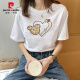 皮尔卡丹竹节棉白色短袖t恤女夏季2025年新款薄款宽松半袖体恤上衣ins 6210白色 S