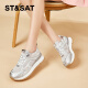 Saturday 2024 retro mesh breathable running shoes for women spring and summer new color matching shock-absorbing soft sole comfortable casual sports shoes silver 37
