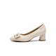 
Red Dragonfly Leap Moon Shoes High Heels 25 Spring Thick Heels Women's Shoes Pointed toe Workplace Small Leather Shoes Single Shoes WLB15124 Beige White 39