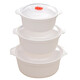 Boelter microwave bowl heating special container hot rice container instant noodle bowl lunch box plastic soup bowl with lid three-piece set large + medium + small