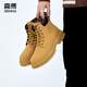 Semir Martin Boots Herbst Herbst Neue dickdelste wasserdichte Wanderschuhe High-Top Retro Britische Schnee Rhabarber-Kampfstiefel Männer Curry Gelb (Männerstil) 40