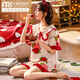 Pyjamas d'été modal pour femmes, coton Coton à manches à manches à manches courtes coréen mignon costume mince dessin animé Spring et automne des vêtements de maison à la maison White Skm6621 m (recommandée 75-95jin [Jin est égal à 0,5 kg]))