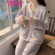 莫代尔珊瑚绒睡衣女秋冬季加绒加厚开衫套装甜美可爱法兰绒可外穿家居服 3882-郁金香 M