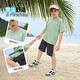 
ASK JUNIOR Children's Sports Set 2025 Summer Thin Men's Middle-Big Children's Short Sleeve Girls T-shirt Shorts Quick Dry Running Set Green [JE2MHS13918M] 120