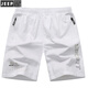 
JEEP SPIRIT men's solid color shorts men's summer sports wear casual pants cotton cropped pants trendy beach pants 9227 dark blue XL