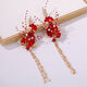 Rongxia hairpin, red flower hairpin, handmade tassel headdress, bridal toast attire, cheongsam hair accessories, red