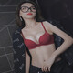 Pei Shiyan autumn and summer red zodiac year underwear without steel ring bra small breasts gathered for women's markless underwear collection and breast prevention 9756 red-set 70C=32C (light and comfortable)