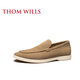 THOM WILLS Loafers Men's Winter Breathable Soft Soled Casual Leather Shoes Slip-on Genuine Leather Business Men's Shoes Men's suede Beanie Shoes Sandstone Color A8144 40 /7 Size