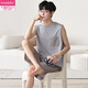 Modal Men's Pyjamas Vest modal mince sans manches adolescentes Summer Plus taille Jin [Jin est égal à 0,5 kg] Suit à domicile en deux pièces 12027 [ensemble masculin] L [suggéré 100-140 Jin [Jin est égal à 0,5 kg]]]