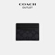 COACH Outlet Men's Classic Logo Presbyopia Slim ID Card Holder Coin Purse Charcoal/Black