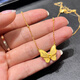 Fat Donglai's same style 18K gold butterfly pendant, Tiao Tai width necklace, Silver Flower Moon Festival, new clavicle chain, Yellow foot knot, Tiao Tai width butterfly necklace, Flower Moon Festival