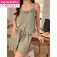 Modal Pyjamas mit Brustpolster für Frauen, Sommer Pure Cotton Princess Style Sexy Hosentender Zwei-teiliger Anzug Sommerbohnengrün Home Kleidung 723 Bohnengrün [mit nicht abnehmbarem Brustpolster] M [Gewicht vorschlagen 75-95 Jin [Jin gleich 0,5 kg]]]