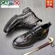 卡帝乐鳄鱼（CARTELO）男士皮鞋2025春秋真皮高帮拉链款马丁靴厚底圆头商务工装靴男靴子 黑色 41