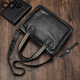 
COW briefcase men's hand-held business bag genuine leather top layer cowhide horizontal computer bag casual men's bag C-8621 black