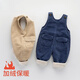 Insular baby corduroy overalls, winter velvet quilted pants, children's jumpsuits, autumn and winter velvet pants for baby girls, apricot 100-90cm