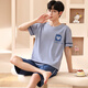 Kangduomi Pyjamas pour hommes Coton Pure Coton Pure Men à manches courtes Coton Coton Casual Woard Vêtements Summer Youth Round Coun H9928 (Shorts à manches courtes) L (Recommandé 100-120 Jin [Jin est égal à 0,5 kg]))