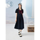 Zihan (ZIHAN) Zihan college style navy collar top skirt suit women's summer sweet mid-length skirt two-piece set black navy XS