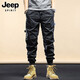 JEEP SPIRIT2024新款休闲裤男士春秋季美式加绒束脚裤山系多口袋工装长裤子 679卡其 28(建议100-110斤) 均码