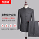Hengyuanxiang Chinese tunic suit men's youth slim-fit Chinese stand-collar suit Chinese wedding dress banquet Chinese style Tang suit Navy concealed access control (top + pants) 165A
