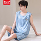 Catman Miiow Summer Ice Seide Pyjamas für Jugendliche dünne extra große Größe Herrenweste ärmellose Shorts Home Clothing Set 9901 Ice Seide M Herrenmodell 80-Jin [Jin entspricht 0,5 kg]