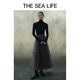 THE SEA LIFE半身裙冬季新款时尚微弹松紧腰中长款蓬蓬网纱裙13117 苜蓿灰 M