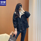 ROMON 2025 new style windbreaker jacket for women, spring and autumn style, hooded, casual, versatile, small, short, sports black, black (2321 without/velvet) M 110Jin Jin is equal to 0.5 kg within