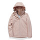 Western Camel VANCAMEL Trench Coat Jacket Women's Plus Fleece Thickened Short Jacket Windproof Warm Jacket Hooded Soft Shell Working Single-layer Shock Clothes 9930S Zi Nipple Powder - Women [Solid Color] 3XL