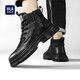 Hoilan Home (HLA) Martin Boots Fall and Winter New Casual Medium y High Top más Botas de vellón engrosadas Botas de trabajo para hombres Botas de cuero calientes de cilindro negro (Haagzm4aba0562 45