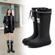 Botas de lluvia DG/DU High-Tube para mujeres, botas de lluvia de celebridades de Internet de moda, nuevo estilo más zapatos de agua tibia de terciopelo, zapatos de goma de tubo largo sin deslizamiento, de alta calidad [tit-touch-waterproof y no deslizante] negro 38/39 [tamaño pequeño]