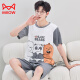 
Cat Man (MiiOW) pure cotton men's pajamas for teenagers loose large size home clothing suit summer short-sleeved cartoon summer men's style short-sleeved shorts - Q1396 light green little white teenager version - L size [85-95Jin [Jin equals 0.5 kg]]