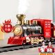 KELEIGE Toy Boy Kindereisenbahn Spielzeug 3-6 Jahre alt Retro Dampfeisenbahn Zug 8-12 Jahre alt Kindergeburtstagsgeschenk Große extra lange Strecke + Dampflokomotive Rot