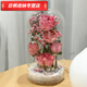 
Cork immortal flower glass cover rose ornament blind box dustproof dry flower glass cover display box cylindrical 1517cm cork base