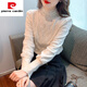 Pierre Cardin Half Turtle Collar Velvet Lace Bottoming Shirt Women's Autumn 2025 Autumn and Winter New Slim Inner Top Western Style Small Shirt Apricot Regular S 80-95Jin Jin is equal to 0.5 kg