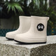 Hölzernen klaren Regenstiefel für Frauen, modische Wasserschuhe im Freien, dicke, allein zugrößen steigende Kee-resistente Regenstiefel, Anti-Rutsch-Wasserstiefel, erwachsene Mid-Robe-Pendelpendelschuhe, cremefarbene, mwitige, m Größe (37-38 Größen)