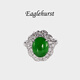 EAGLEHURST Emerald Sun Green Cabochon Ring 18K Gold Set Jadeite Sun Green Cabochon Ring