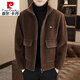 皮尔卡丹（pierre cardin）2024秋冬季新款高端羊毛绒外套男士宽松加厚保暖毛呢子夹克男装 黑色 XL