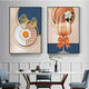 Lingtong Restaurant Decorative Painting Modern Simple Restaurant Dining Room Wall Hanging Painting High-end Light Luxury Abstract Background Wall Two-Link Mural 3 Golden Deer Nafu 40*60 Crystal Porcelain