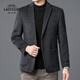 老爷车（LAOYECHE）羊毛西服男装羊毛呢西服春秋商务休闲格子西装外套中年男士男装 黑灰 170/M
