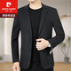 Pierre Cardin Woolen Suit Business Casual Men's Jacket Autumn and Winter Single Suit Slim Young and Middle-aged Suit 82162 Black Fine Line 185/2XL160-170Jin Jin is equal to 0.5 kg