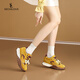 SECHILOUIS YELLOW SHAUX D'ÉNECTEMENT ALLEMANDS FEMMES HAUTEURS INTÉRIEURES SAUVAISES DES FEMMES POUR PRINTEMPS 2025 NOUVEAU SUPER CHOSE FORREST GUMP RETRO SPORTS SOLE SOLE DADDY 9713-2 Brown Velvet Sole épaisse 7cm 34