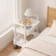 Verschwenden Sie keine Zeit, Nachttisch, schlicht, modern, Schlafzimmer, Nachttisch, kleines Aufbewahrungsregal, Heimsofa, Mini-Beistelltisch, beweglicher kleiner Schrank, zwei Schichten – perlweiß, gratis, 4 Riemenscheiben + Haken